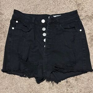Women's Black Distressed Denim Shorts